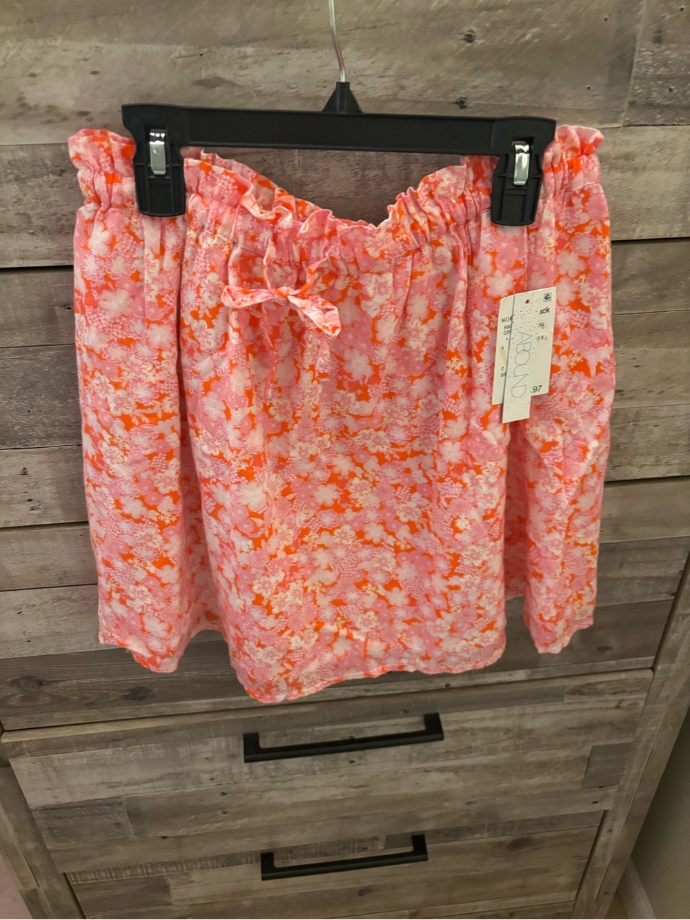 Abound Pink and Orange Floral Mini Skirt with Ruffle Waist